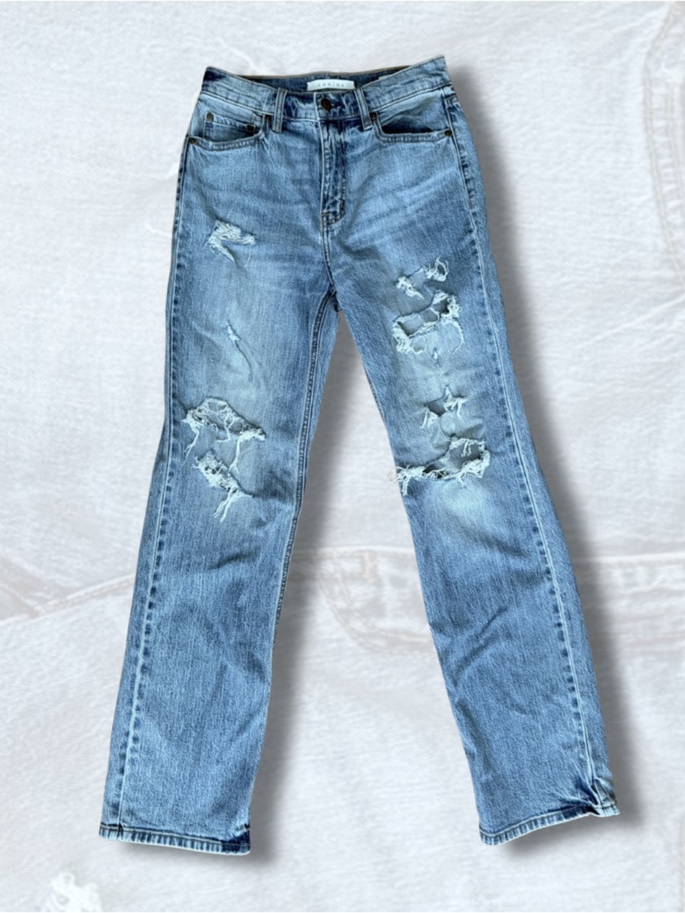 Eunina Super High Rise Distressed Dad Jeans - Size 3/26